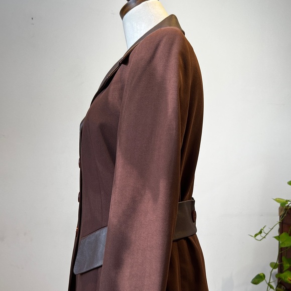 ESCADA Elements/Vintage women's blazer with Leather Trim and Wooden Buttons sz 6 - Picture 10 of 15
